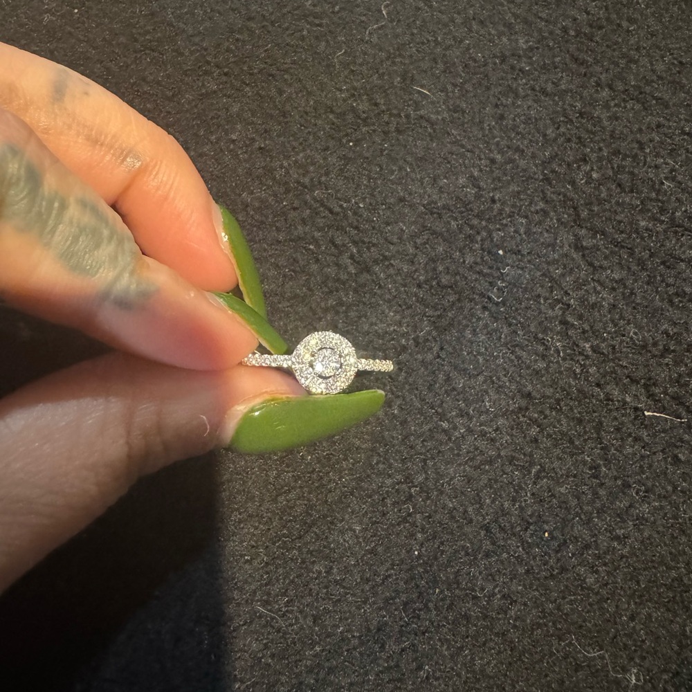 Elegant Silver Halo Moissanite Ring